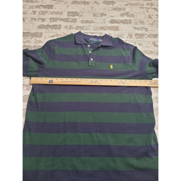 Polo Ralph Lauren Green/Blue Striped Polo Classic Fit‎ Men's Large - Picture 3 of 6